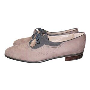 MORESCHI Of Italy Itaalian Suede Leather Brass Boot Brown Oxford Dress Loafers
